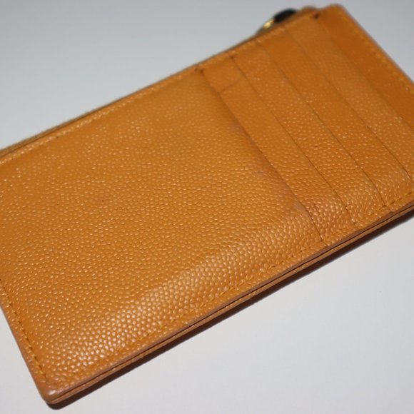 Saint Laurent Monogram Fragments Zip Card Holder Matelasse Chevron Leather - Picture 6 of 7